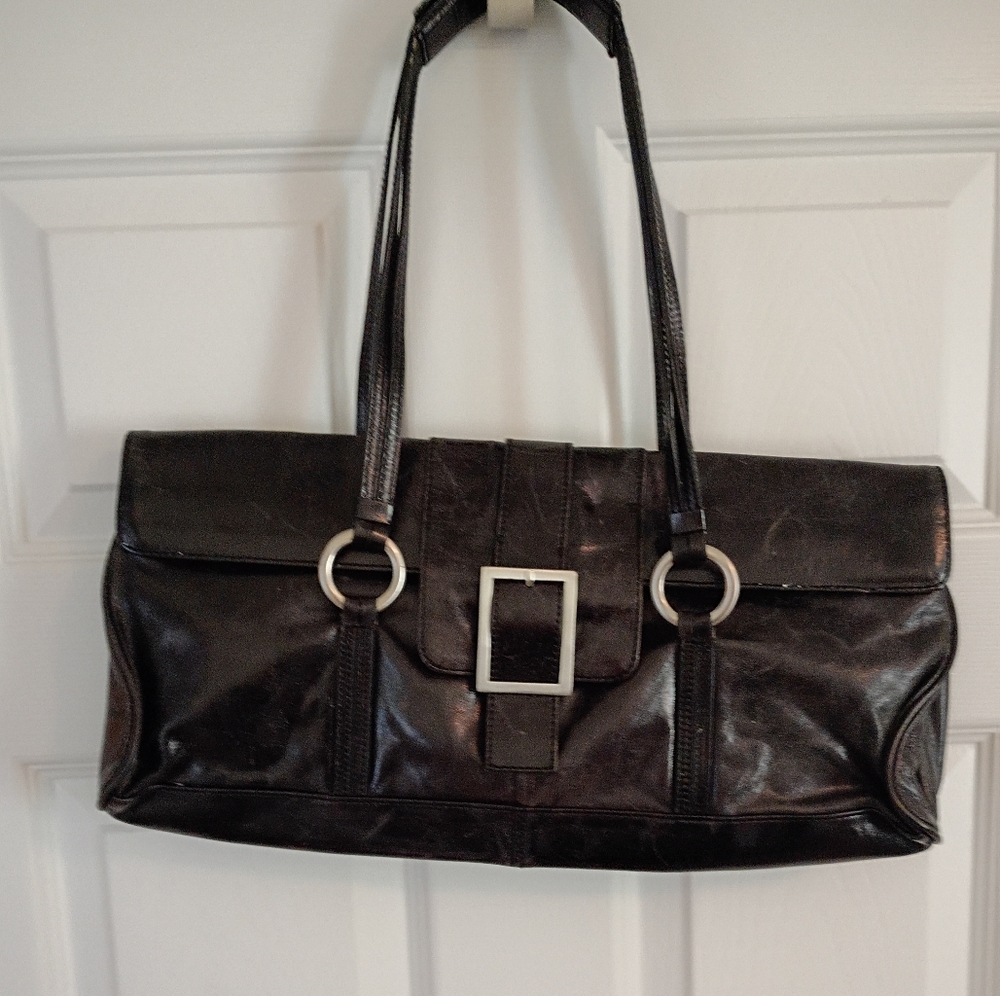 Ladies Vintage Y2K Black Leather Kenneth Cole New York Handbag